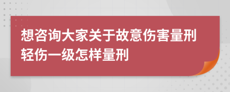 想咨询大家关于故意伤害量刑轻伤一级怎样量刑