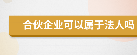 合伙企业可以属于法人吗