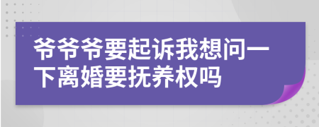 爷爷爷要起诉我想问一下离婚要抚养权吗
