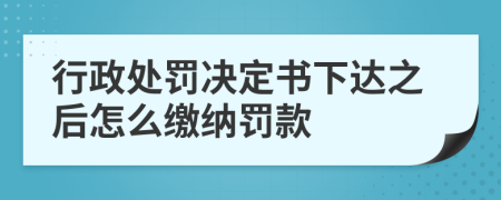 行政处罚决定书下达之后怎么缴纳罚款