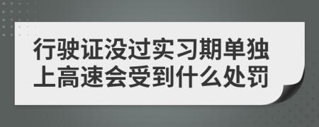 行驶证没过实习期单独上高速会受到什么处罚