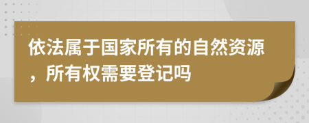 依法属于国家所有的自然资源，所有权需要登记吗