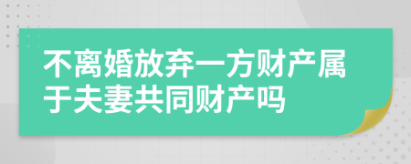 不离婚放弃一方财产属于夫妻共同财产吗