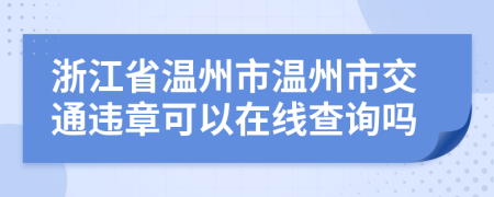 浙江省温州市温州市交通违章可以在线查询吗