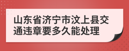 山东省济宁市汶上县交通违章要多久能处理