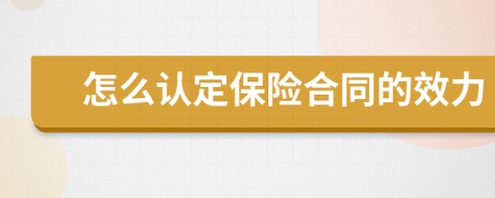 怎么认定保险合同的效力