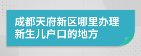 成都天府新区哪里办理新生儿户口的地方