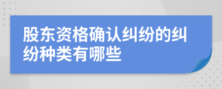 股东资格确认纠纷的纠纷种类有哪些