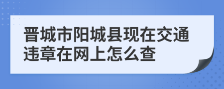 晋城市阳城县现在交通违章在网上怎么查