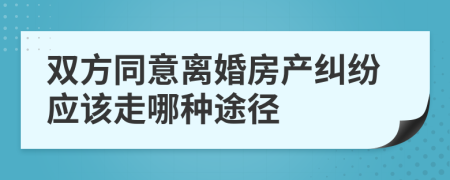 双方同意离婚房产纠纷应该走哪种途径