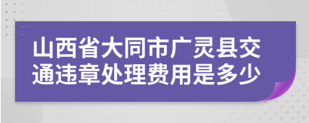 山西省大同市广灵县交通违章处理费用是多少