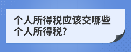 个人所得税应该交哪些个人所得税?