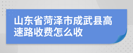 山东省菏泽市成武县高速路收费怎么收