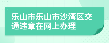 乐山市乐山市沙湾区交通违章在网上办理