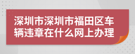 深圳市深圳市福田区车辆违章在什么网上办理