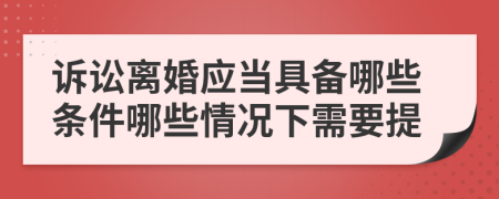 诉讼离婚应当具备哪些条件哪些情况下需要提