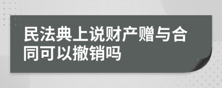 民法典上说财产赠与合同可以撤销吗