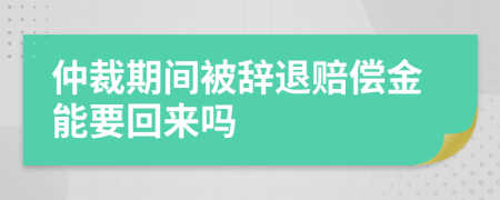 仲裁期间被辞退赔偿金能要回来吗