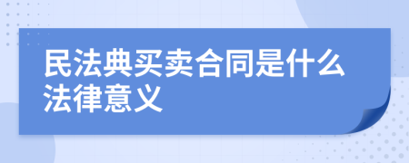 民法典买卖合同是什么法律意义