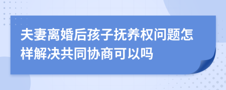 夫妻离婚后孩子抚养权问题怎样解决共同协商可以吗