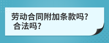 劳动合同附加条款吗? 合法吗?