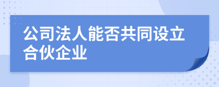 公司法人能否共同设立合伙企业