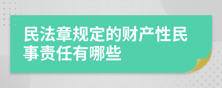 民法章规定的财产性民事责任有哪些