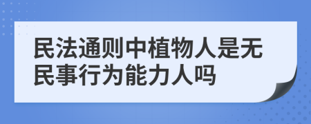 民法通则中植物人是无民事行为能力人吗