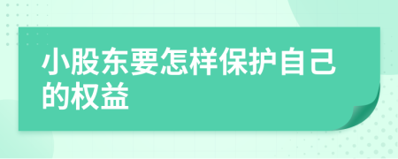 小股东要怎样保护自己的权益