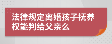 法律规定离婚孩子抚养权能判给父亲么