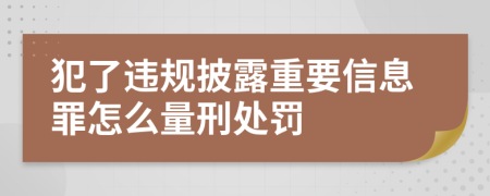 犯了违规披露重要信息罪怎么量刑处罚