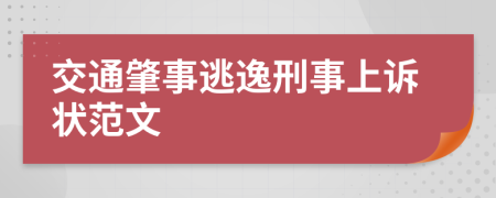 交通肇事逃逸刑事上诉状范文