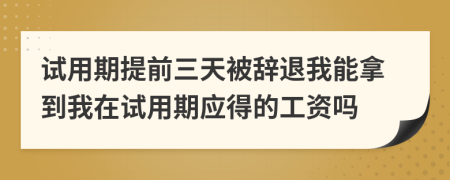 试用期提前三天被辞退我能拿到我在试用期应得的工资吗