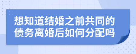 想知道结婚之前共同的债务离婚后如何分配吗