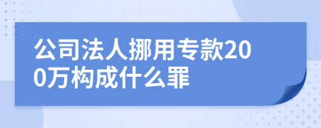 公司法人挪用专款200万构成什么罪