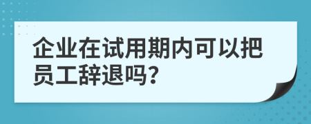 企业在试用期内可以把员工辞退吗？