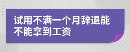 试用不满一个月辞退能不能拿到工资