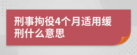 刑事拘役4个月适用缓刑什么意思