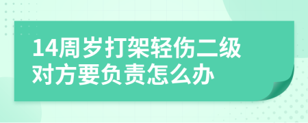 14周岁打架轻伤二级对方要负责怎么办