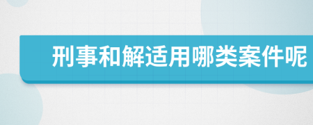 刑事和解适用哪类案件呢