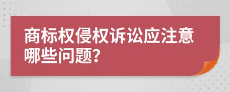 商标权侵权诉讼应注意哪些问题？