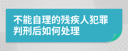 不能自理的残疾人犯罪判刑后如何处理