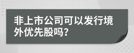 非上市公司可以发行境外优先股吗？