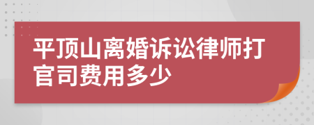 平顶山离婚诉讼律师打官司费用多少