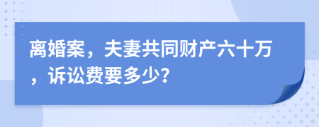 离婚案，夫妻共同财产六十万，诉讼费要多少？