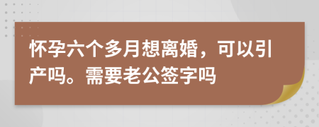 怀孕六个多月想离婚，可以引产吗。需要老公签字吗