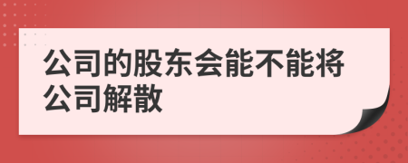 公司的股东会能不能将公司解散