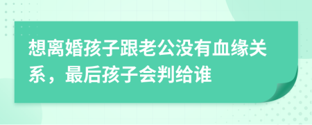 想离婚孩子跟老公没有血缘关系，最后孩子会判给谁