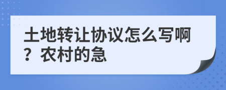 土地转让协议怎么写啊？农村的急