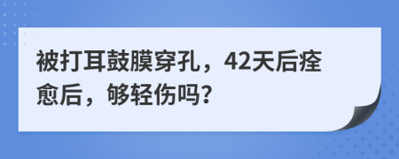 被打耳鼓膜穿孔，42天后痊愈后，够轻伤吗？